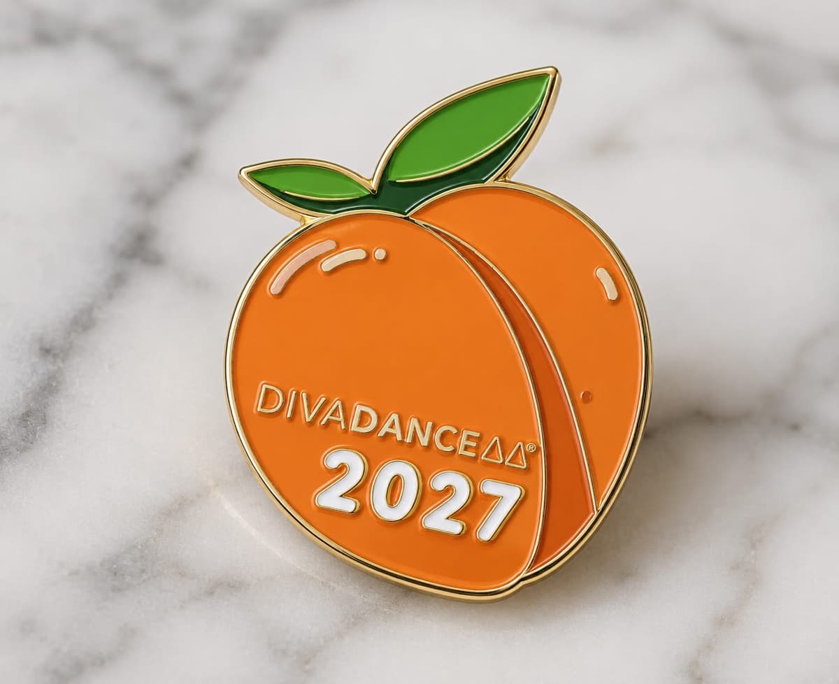 The Slaycation 2027 limited edition peach enamel pin